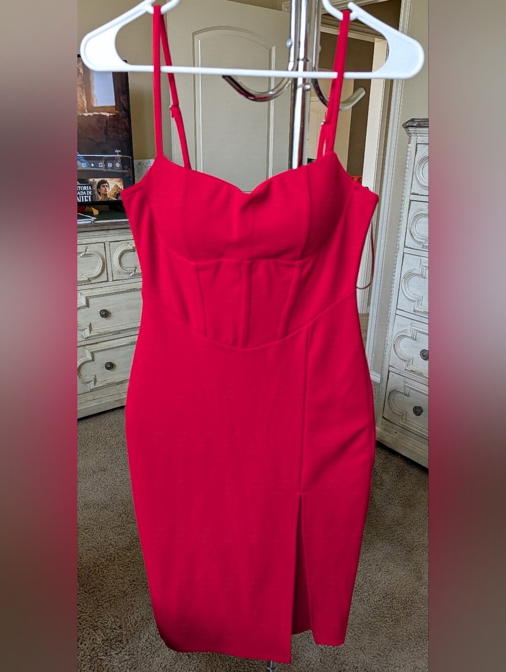 Thirty/Thirty LA Red Spaghetti-Strap Midi Dress
